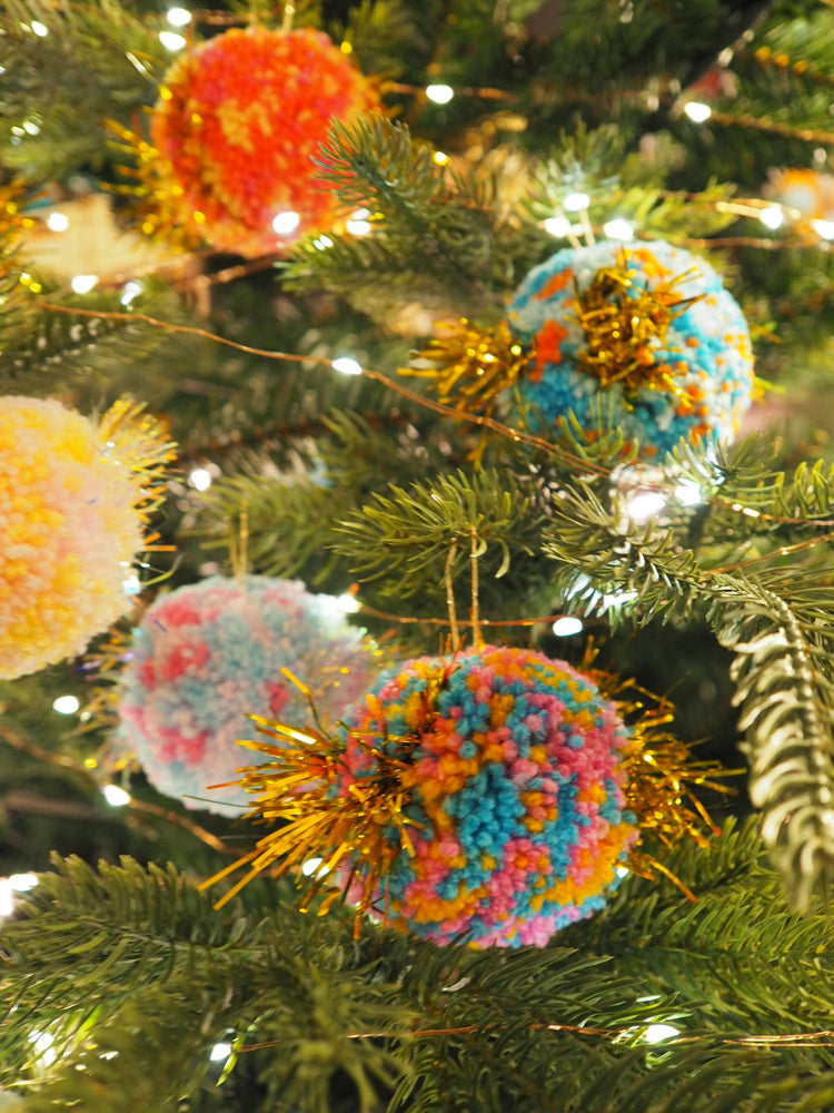 Handmade Tinsel Pom Pom Bauble Decoration - Christmas