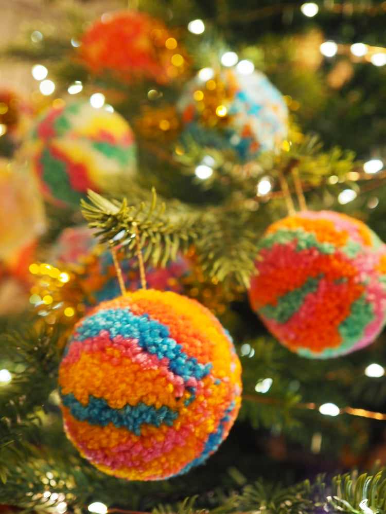 Handmade Tinsel Pom Pom Bauble Decoration - Christmas