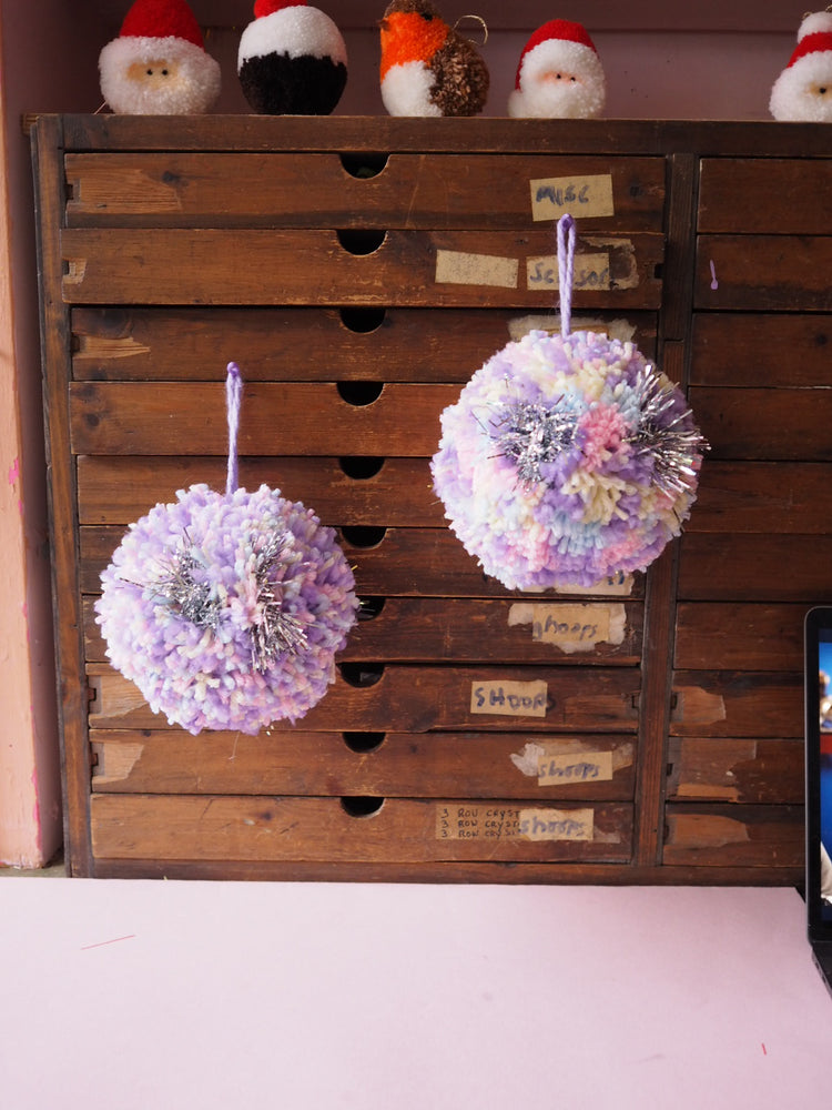 XL Chunky Pom Pom Bauble DIY Kit - Pastel - Makes at least 4 Baubles