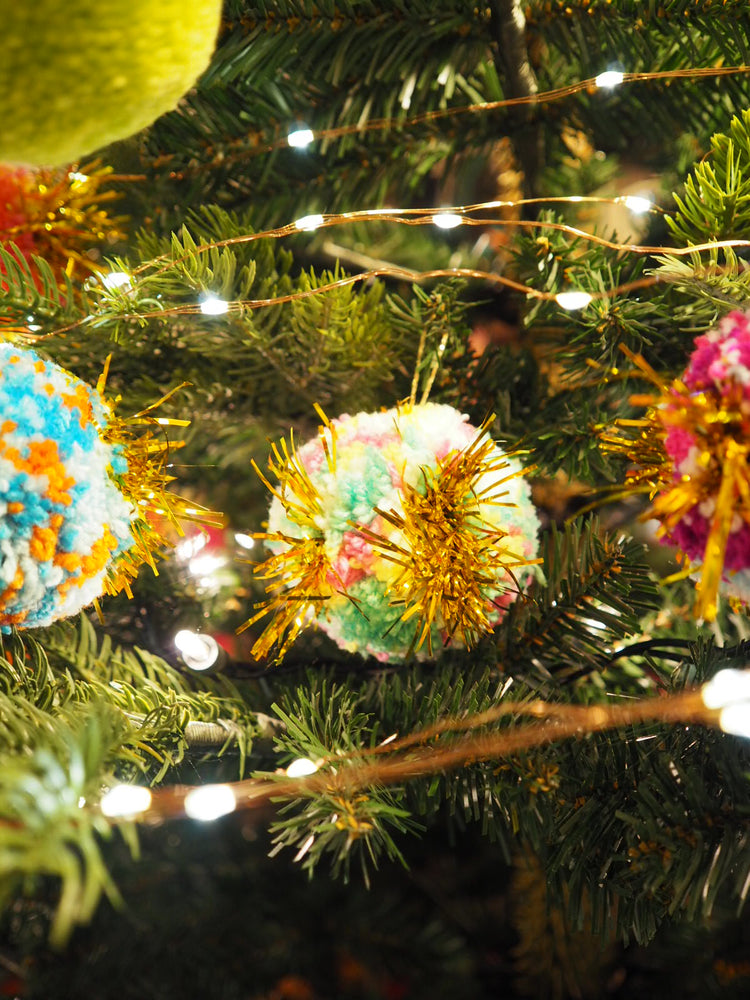Handmade Tinsel Pom Pom Bauble Decoration - Christmas