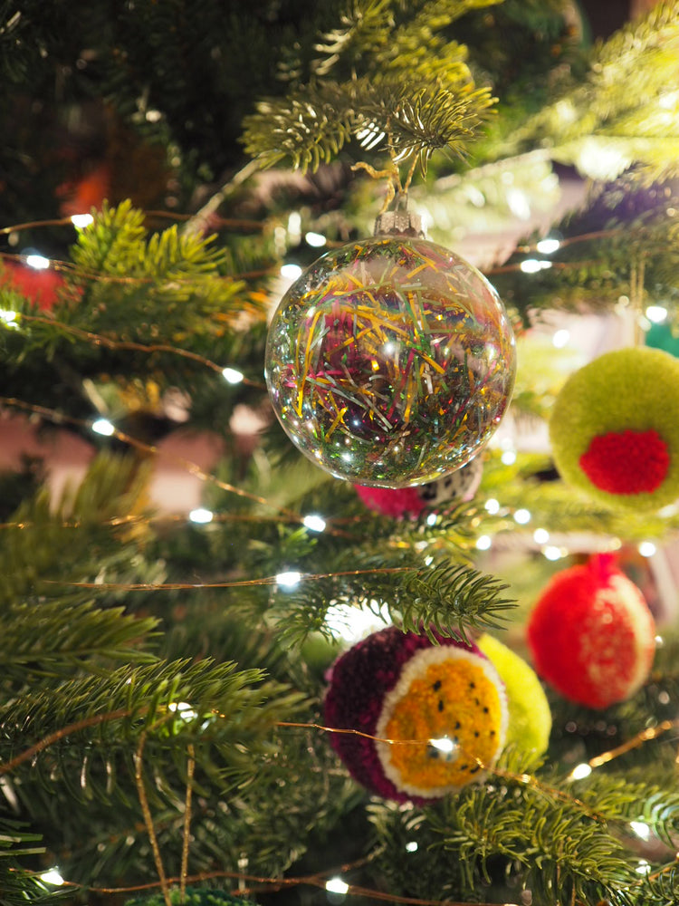 Tinsel Christmas Bauble Decoration - Glass or Plastic