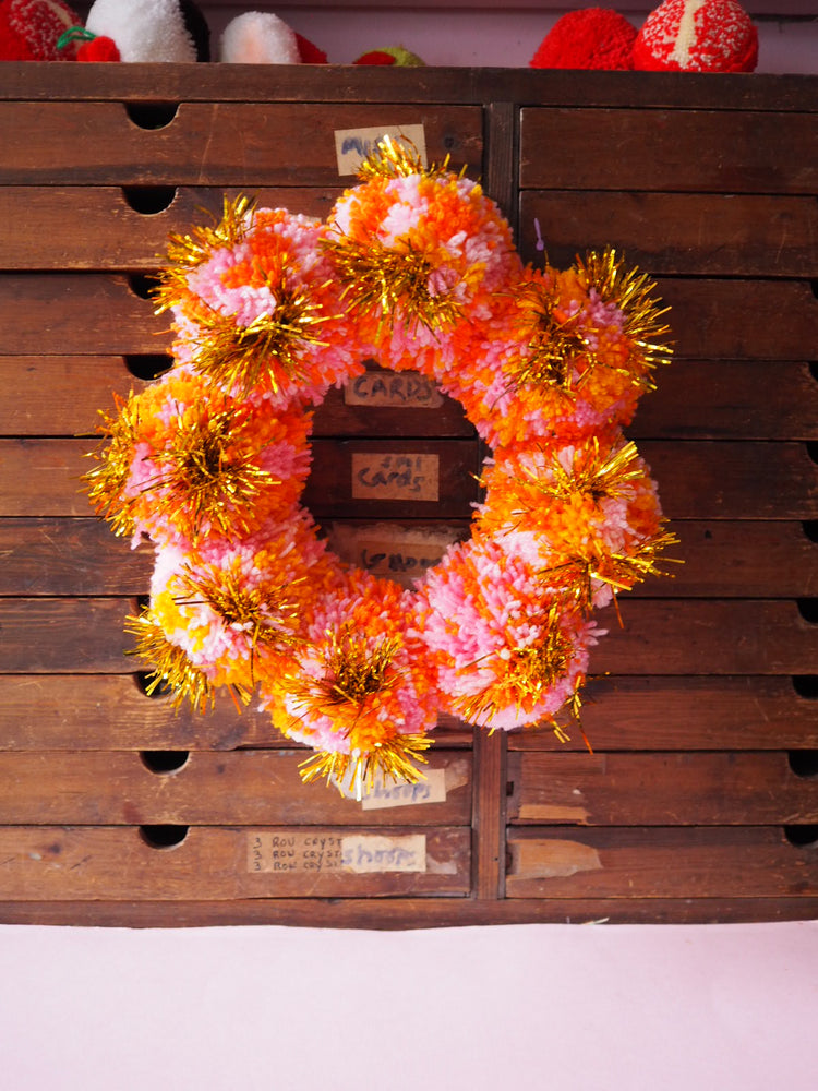Mini Tinsel Pom Pom Wreath DIY Kit - Bright
