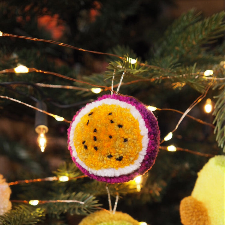 Handmade Passionfruit Pom Pom Bauble