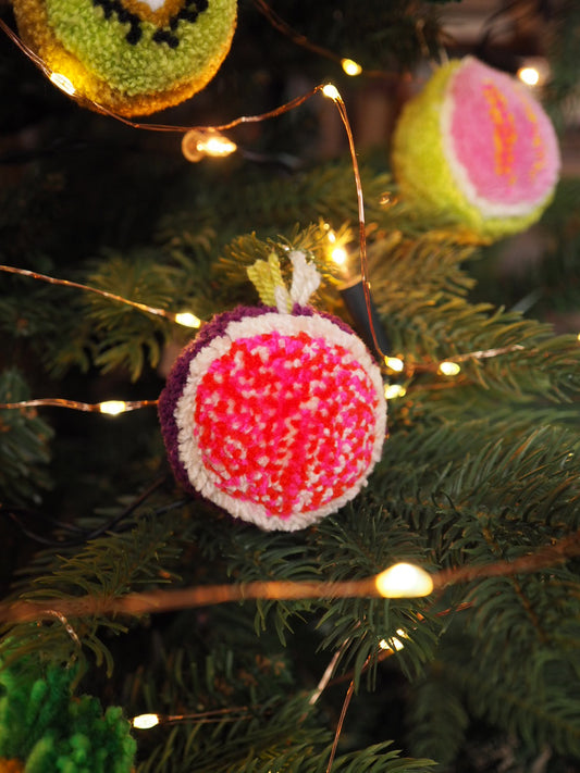 Set of 3 Fruit Pom Pom Christmas Baubles