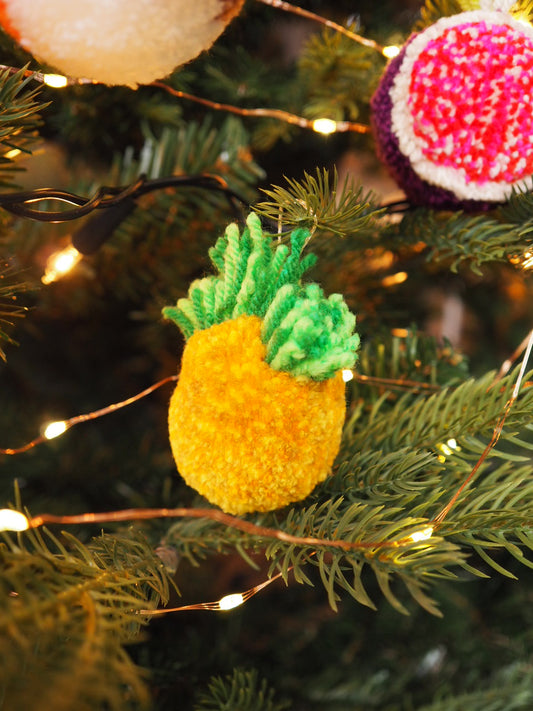Set of 3 Fruit Pom Pom Christmas Baubles