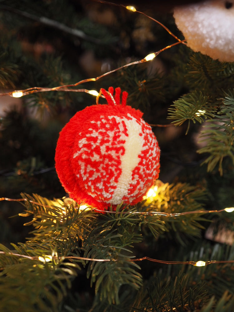 Handmade Pomegranate Pom Pom Bauble Christmas Decoration