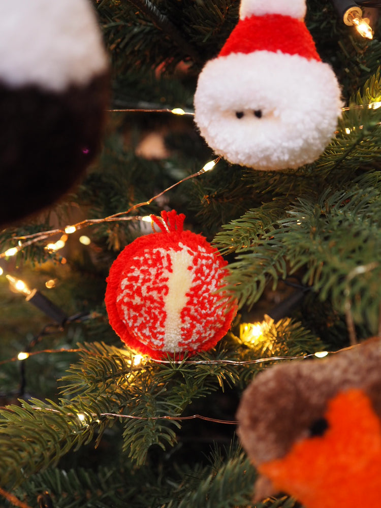 Handmade Pomegranate Pom Pom Bauble Christmas Decoration