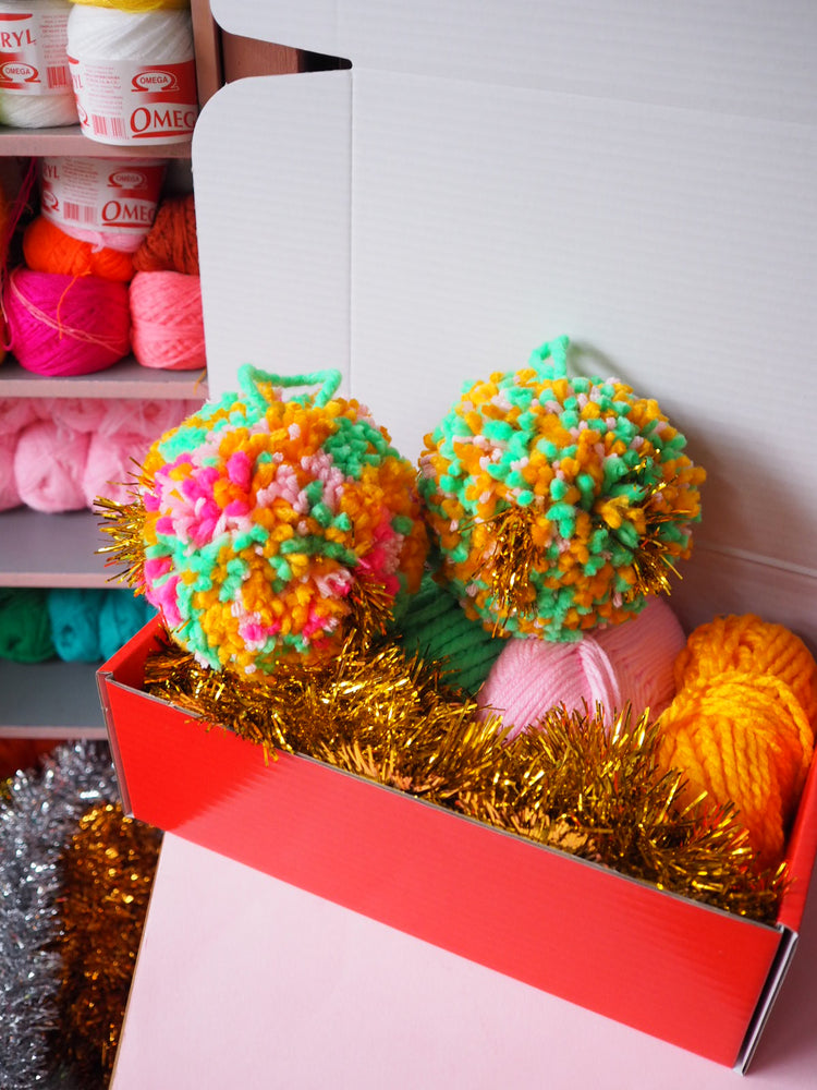 XL Chunky Pom Pom Bauble DIY Kit - Bright - Makes at least 4 Baubles