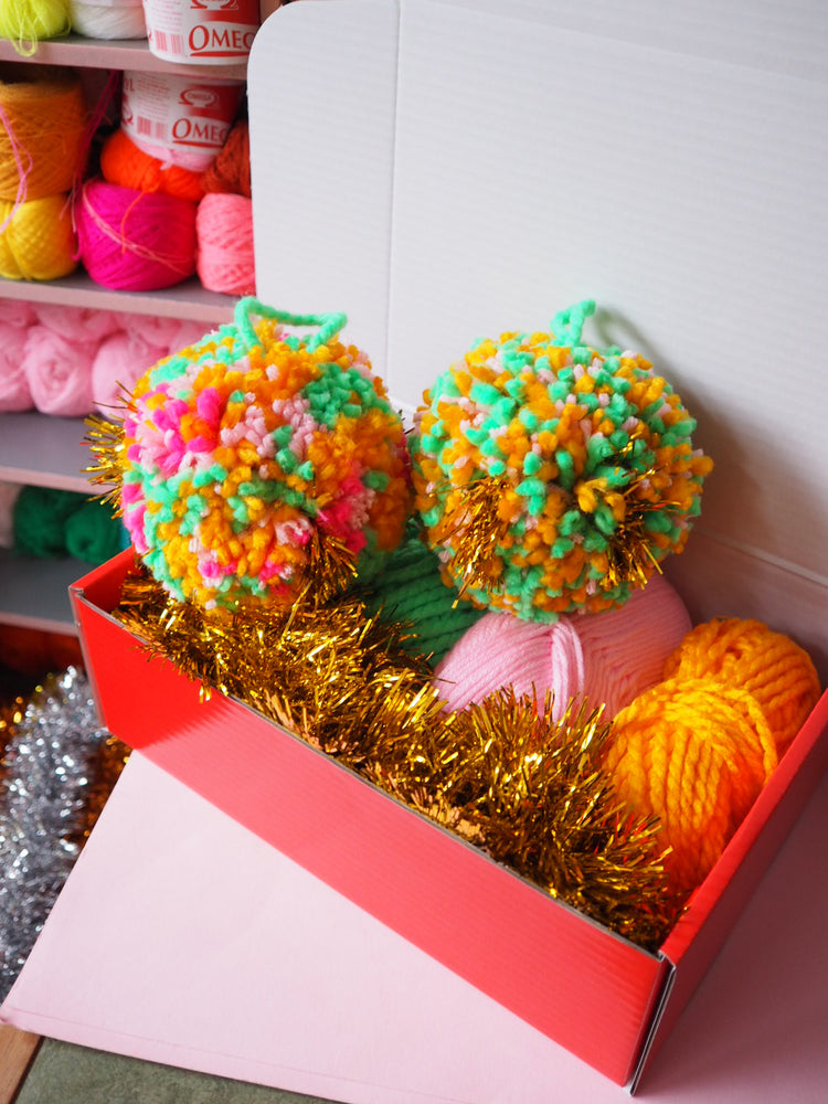 XL Chunky Pom Pom Bauble DIY Kit - Bright - Makes at least 4 Baubles