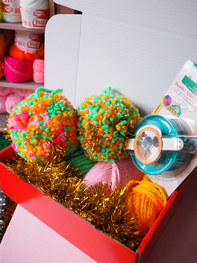XL Chunky Pom Pom Bauble DIY Kit - Bright - Makes at least 4 Baubles