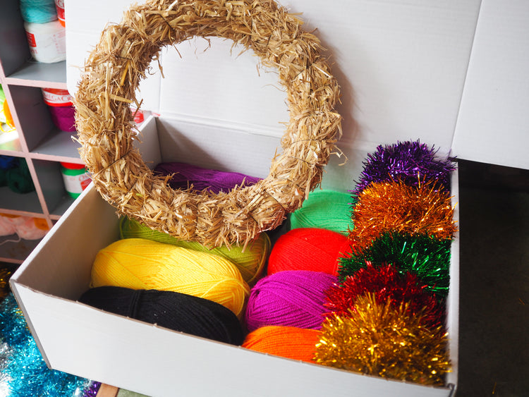 XL Tinsel Pom Pom Wreath Kit - Colour choices