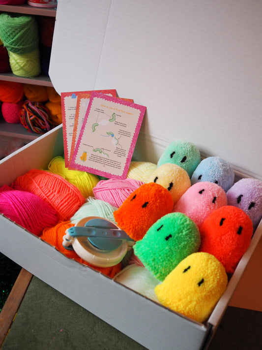 XL Ghost Garland Pom Pom DIY Kit - Neon & Pastel - Makes at least 12 ghosts!