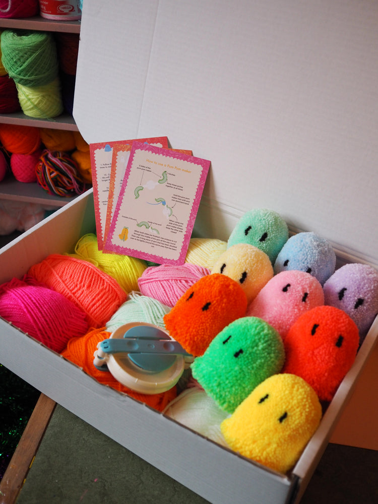 XL Ghost Garland Pom Pom DIY Kit - Neon & Pastel - Makes at least 12 ghosts!