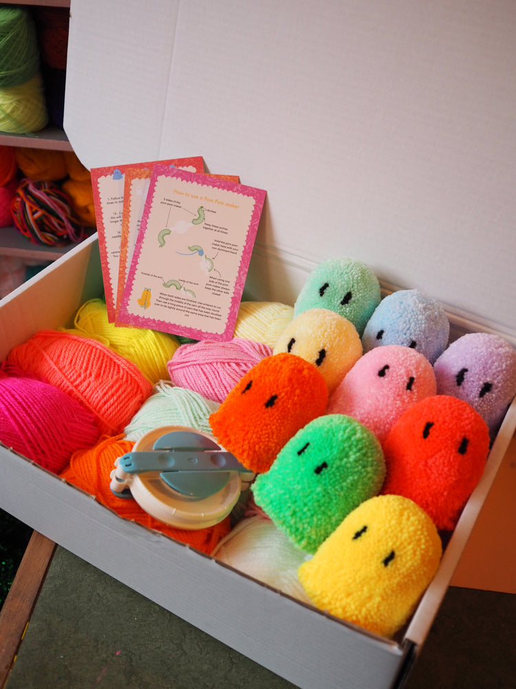 XL Ghost Garland Pom Pom DIY Kit - Neon & Pastel - Makes at least 12 ghosts!