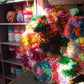 Rainbow Pom Pom Tinsel Wreath