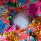 Rainbow Pom Pom Tinsel Wreath