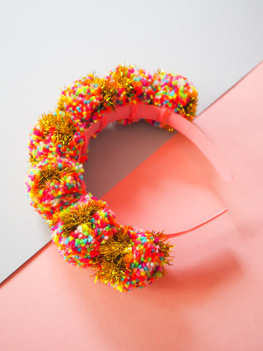 Tinsel Confetti Pom Pom Headband