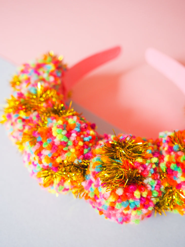 Tinsel Confetti Pom Pom Headband