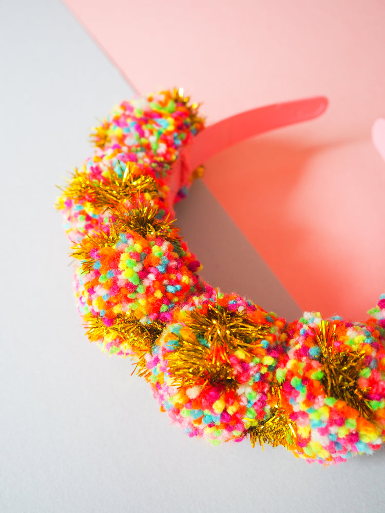 Tinsel Confetti Pom Pom Headband