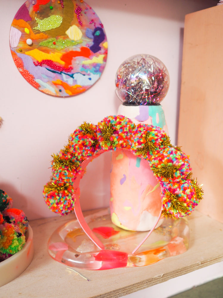 Tinsel Confetti Pom Pom Headband