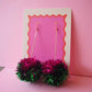Tinsel Earrings Sample Sale - Green & Hot Pink