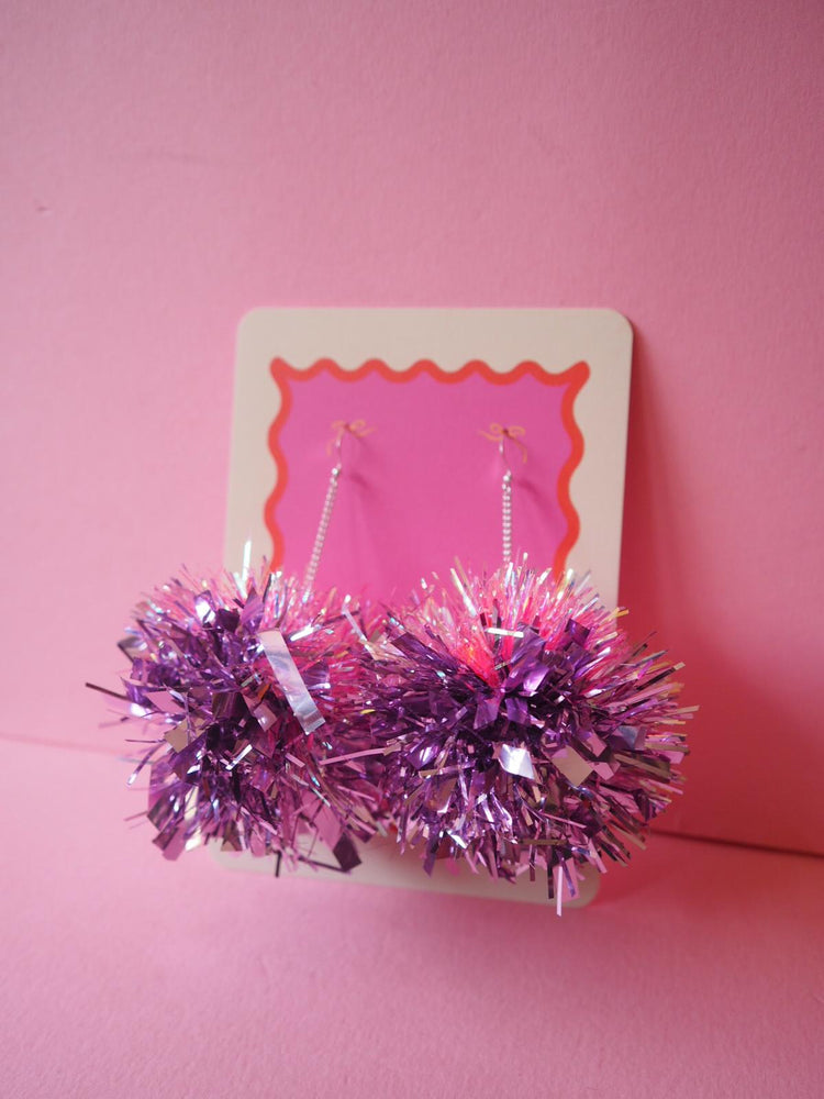 Tinsel Earrings Sample Sale - Pastel Pink & Chunky Lilac