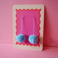 Pom Pom Dangle Earrings Sample Sale - Baby Blue