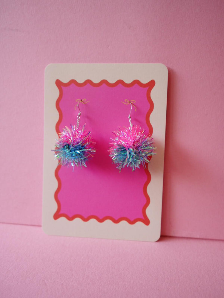 Mini Tinsel Earrings Sample Sale - Pink & Blue