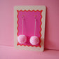 Pom Pom Dangle Earrings Sample Sale - Pastel Pink
