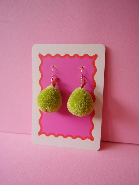 Pear Pom Pom Earrings Sample Sale