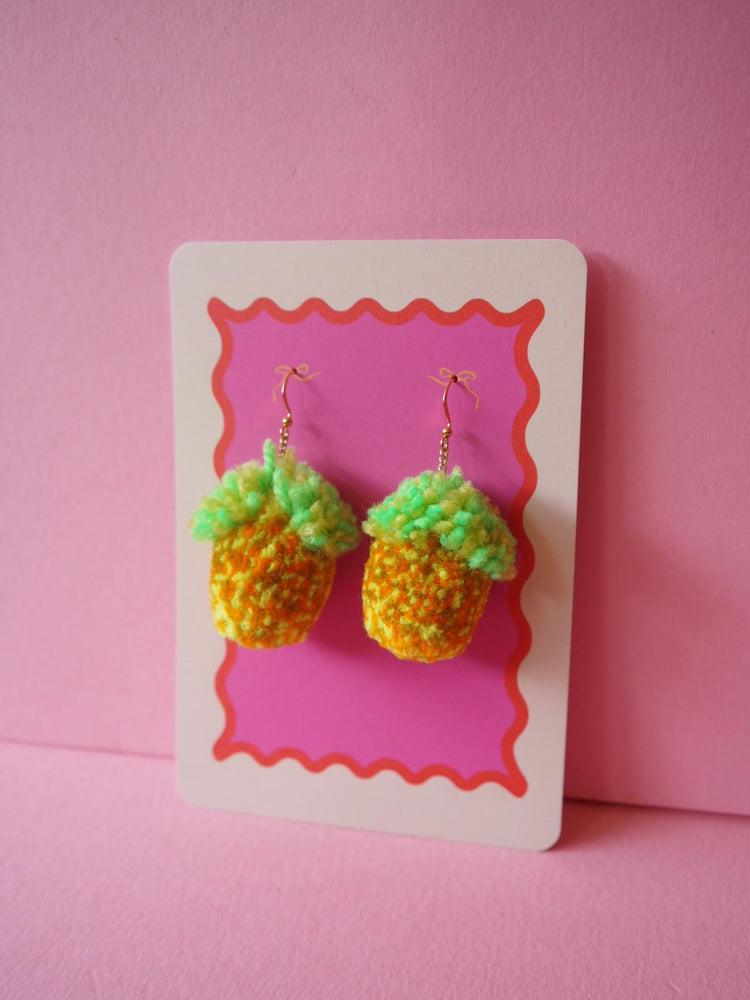 Pineapple Pom Pom Earrings Sample Sale