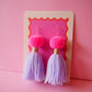 Pom Pom Tassel Earrings Sample Sale - Candy Pink & Lilac