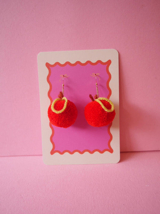 Apple Pom Pom Earrings Sample Sale