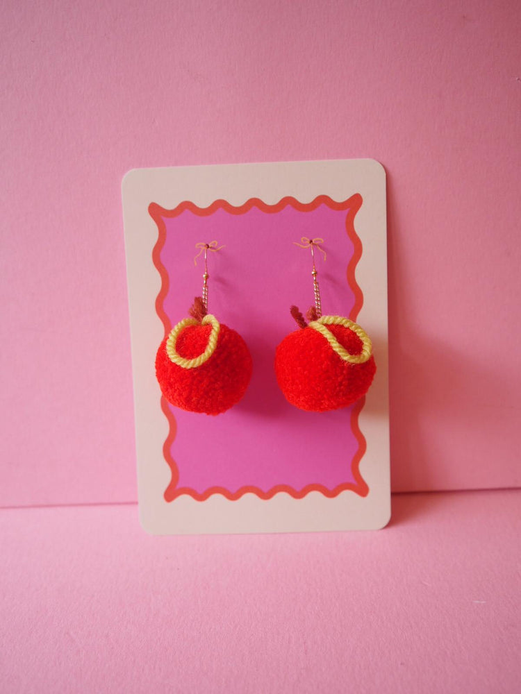 Apple Pom Pom Earrings Sample Sale