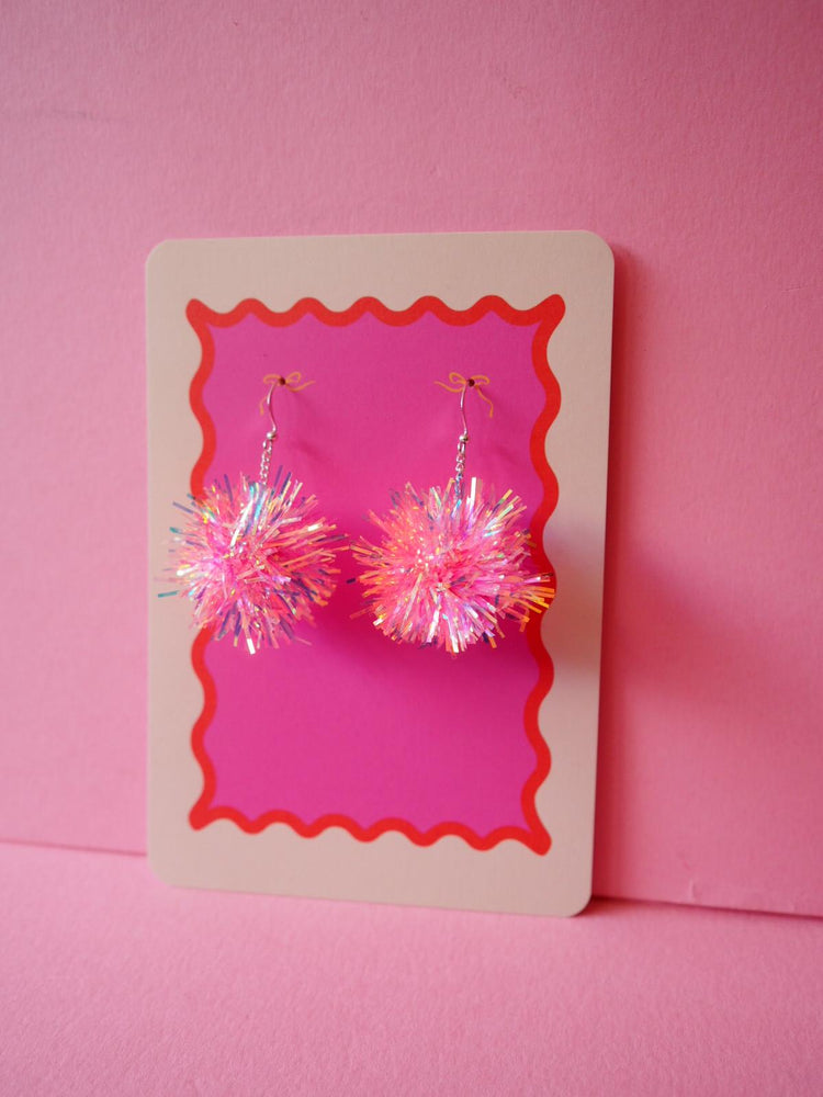 Mini Tinsel Earrings Sample Sale - Coral