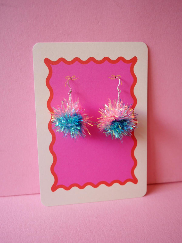 Mini Tinsel Earrings Sample Sale -Pastel Pink & Blue