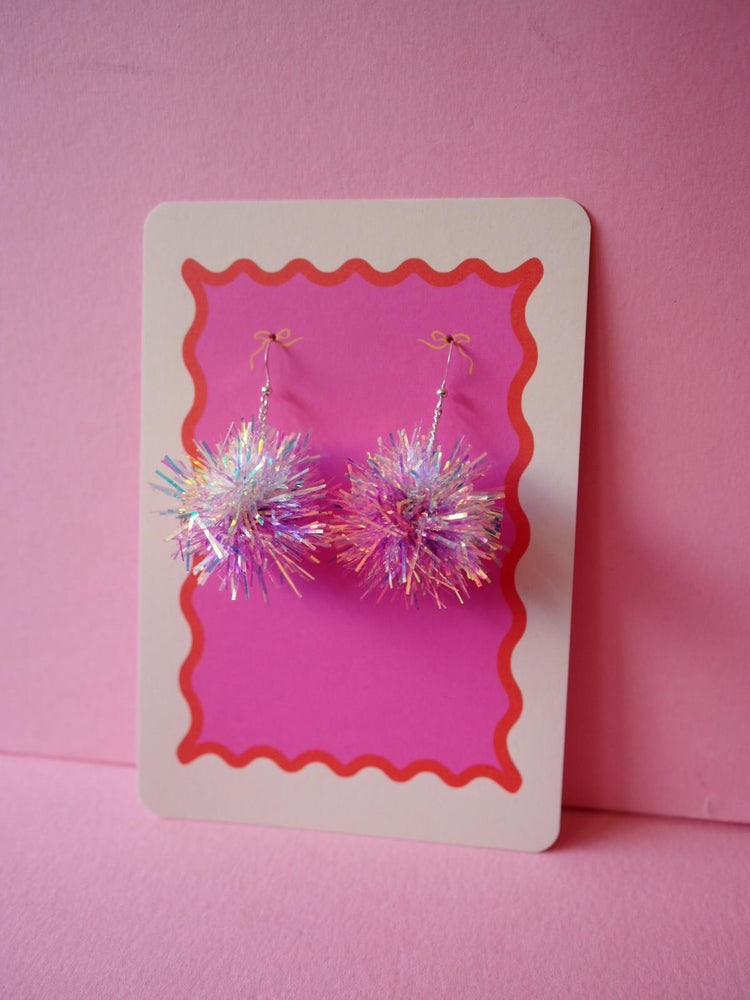 Mini Tinsel Earrings Sample Sale - Iridescent & Lilac