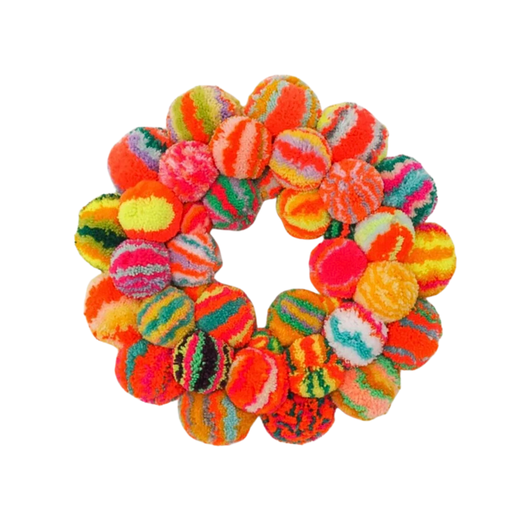 Handmade Rainbow Pom Pom Wreath