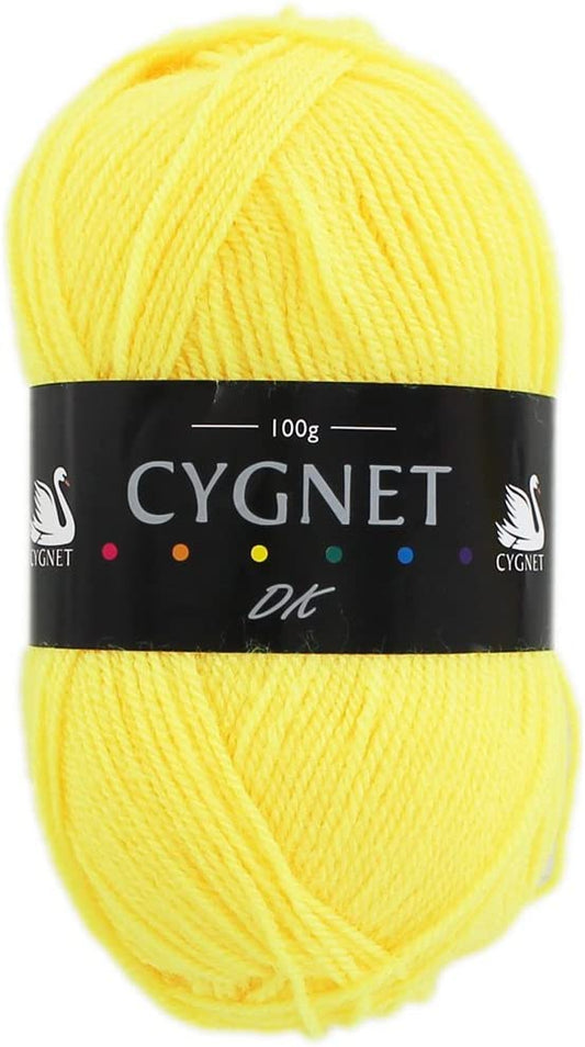 Bright Yellow Acrylic Yarn DK 100g- Cygnet Yarns