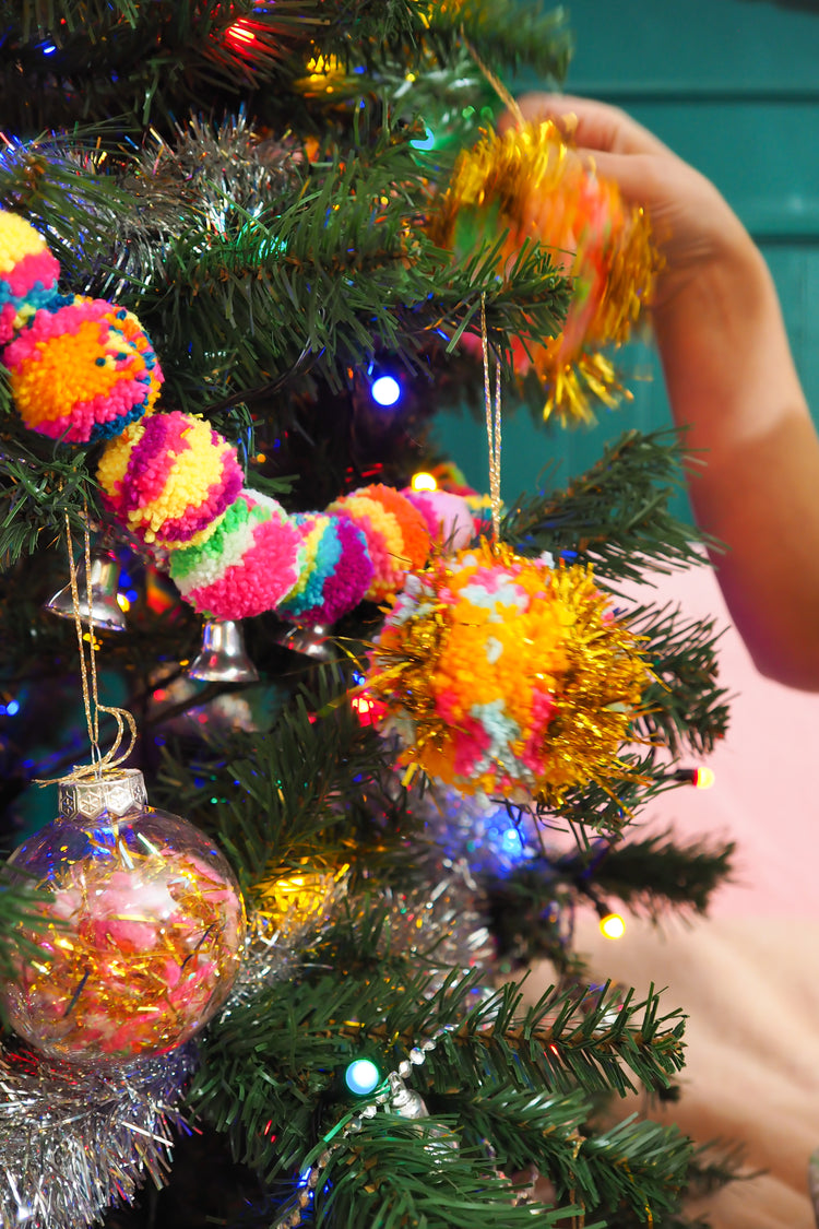 Multicolour Pom Pom Christmas Tree Garland