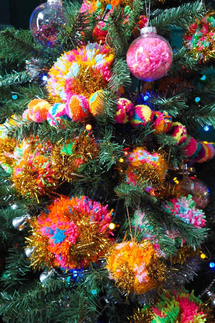 Multicolour Pom Pom Christmas Tree Garland