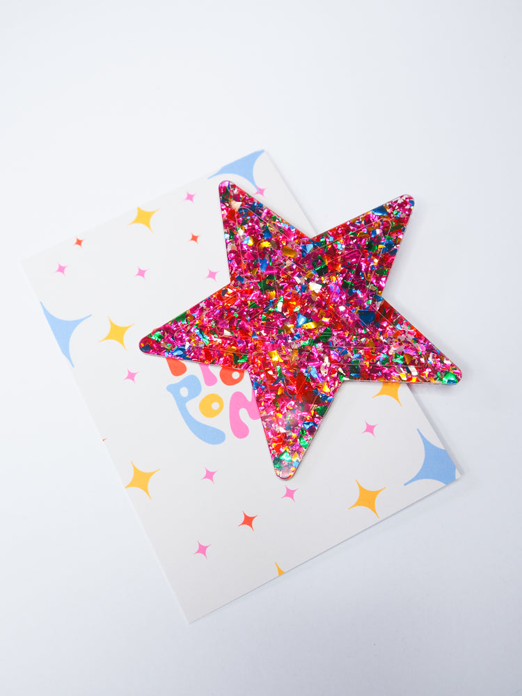 Giant Rainbow Star Hair Clip - 11cm