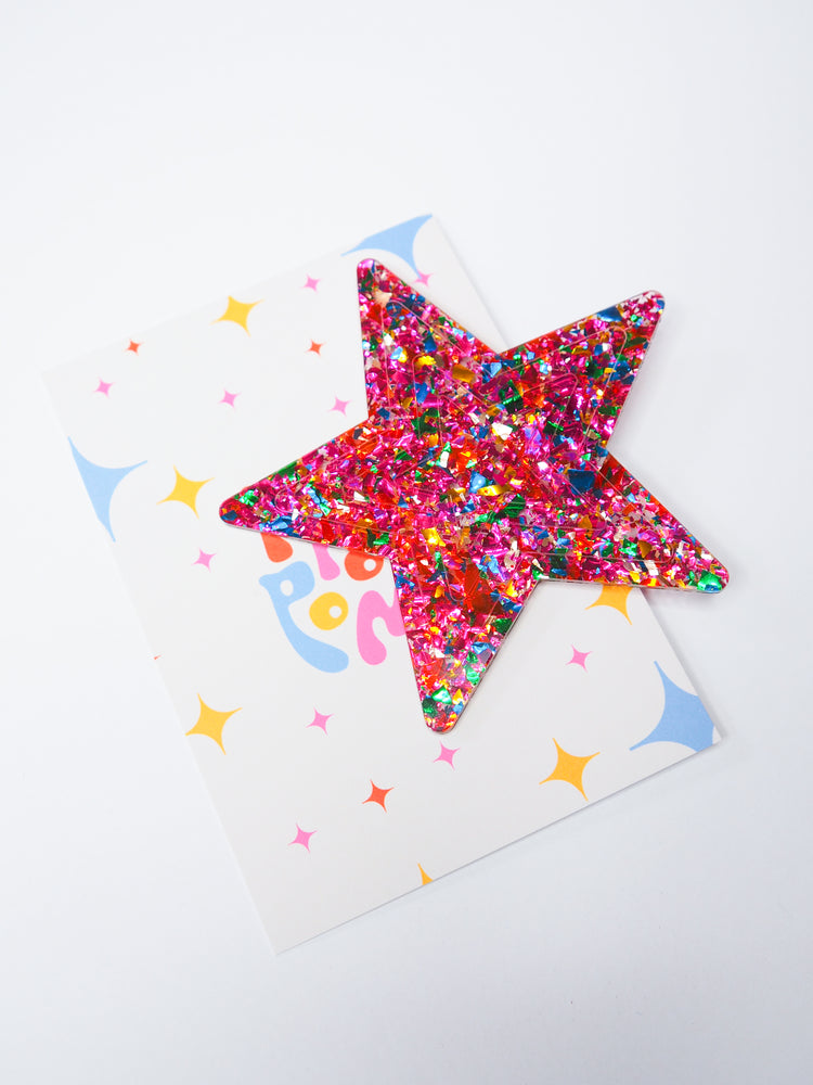 Giant Rainbow Star Hair Clip - 11cm