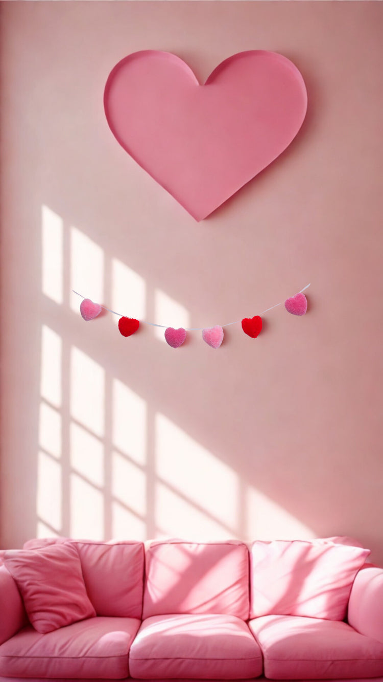 Heart Pom Pom Garland Kit - Makes at least 12 hearts