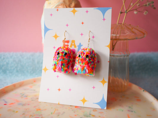 Confetti Halloween Ghost Pom Pom Earrings