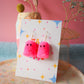 Candy Pink Halloween Ghost Pom Pom Earrings