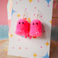 Candy Pink Halloween Ghost Pom Pom Earrings