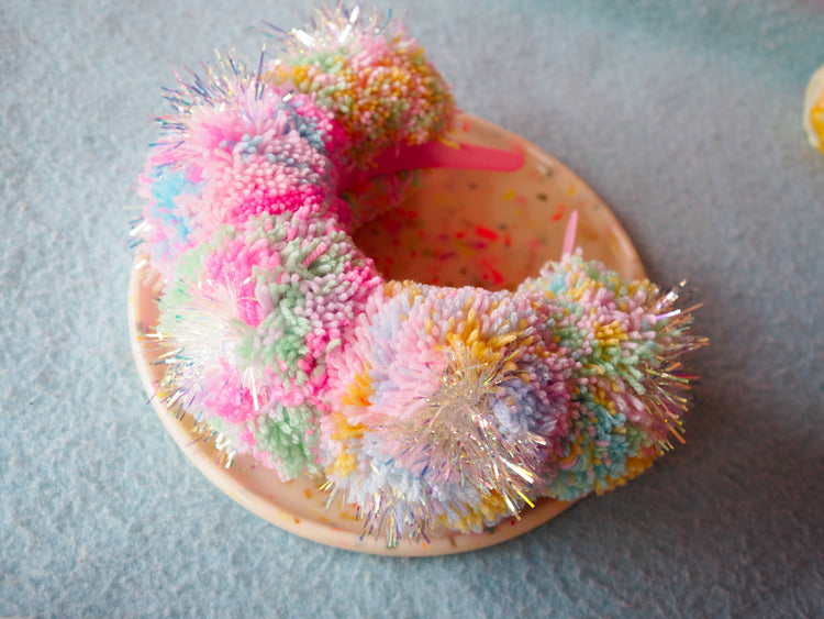 Tinsel Pastel Iridescent Pom Pom Headband