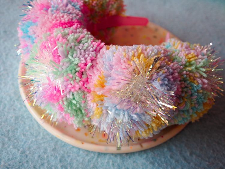 Tinsel Pastel Iridescent Pom Pom Headband