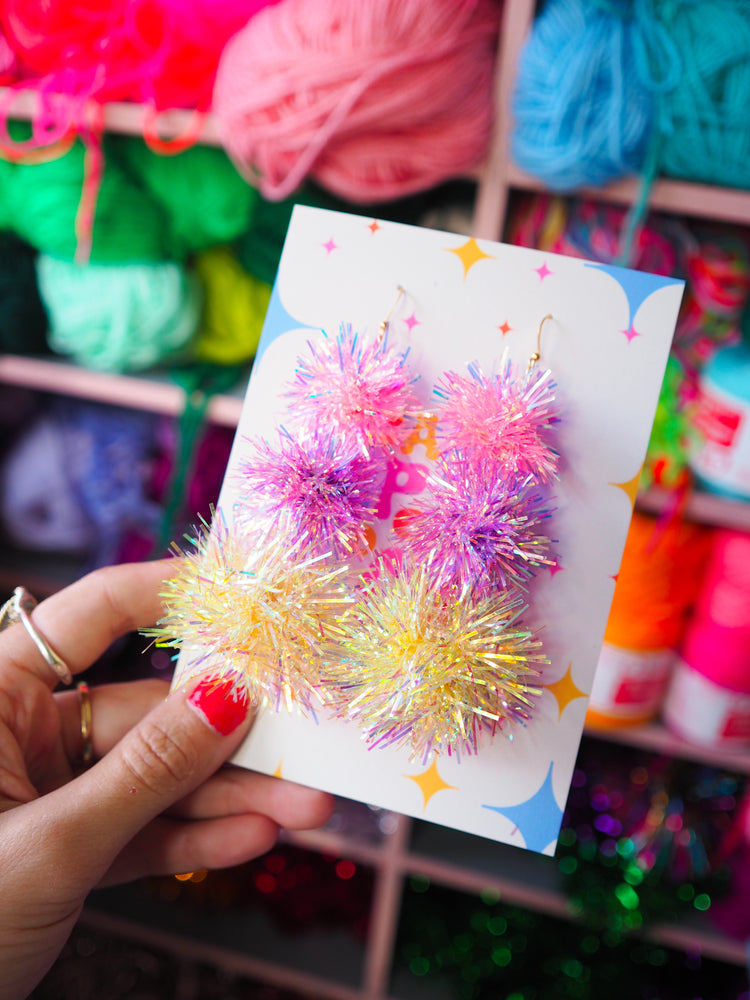 Layered Tinsel Statement Earrings